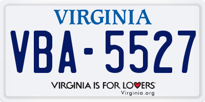 VA license plate VBA5527