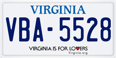 VA license plate VBA5528