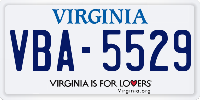 VA license plate VBA5529