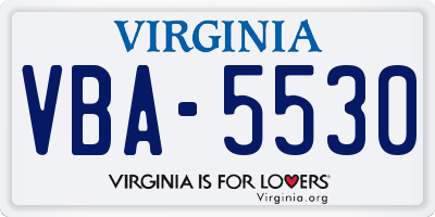 VA license plate VBA5530