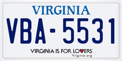 VA license plate VBA5531