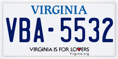 VA license plate VBA5532