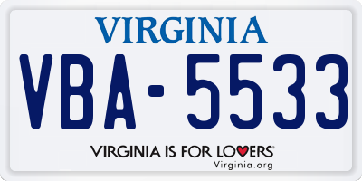 VA license plate VBA5533