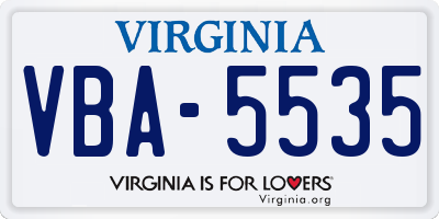 VA license plate VBA5535