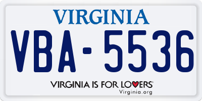 VA license plate VBA5536