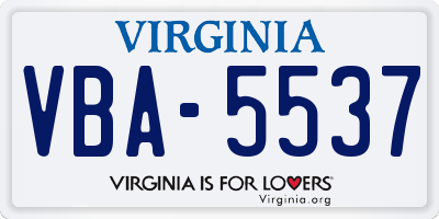 VA license plate VBA5537