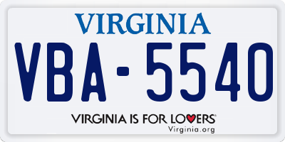 VA license plate VBA5540
