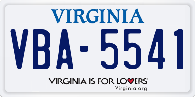 VA license plate VBA5541