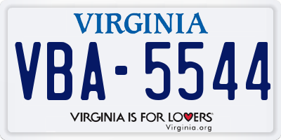 VA license plate VBA5544