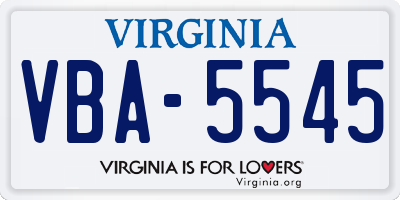 VA license plate VBA5545