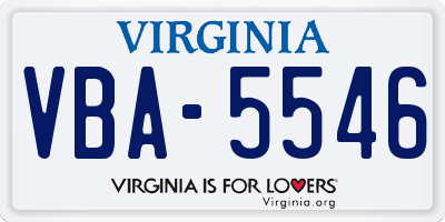 VA license plate VBA5546