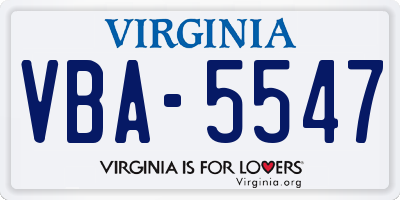 VA license plate VBA5547