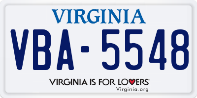 VA license plate VBA5548