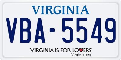 VA license plate VBA5549