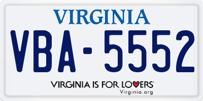 VA license plate VBA5552