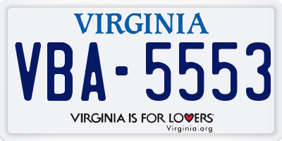 VA license plate VBA5553