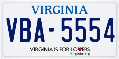 VA license plate VBA5554