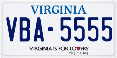 VA license plate VBA5555