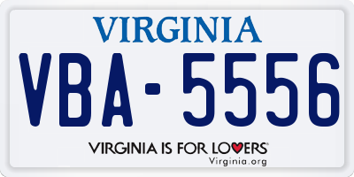VA license plate VBA5556