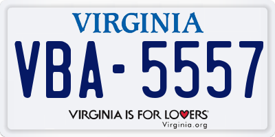 VA license plate VBA5557