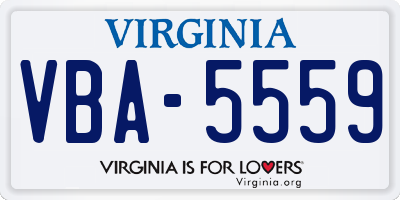 VA license plate VBA5559