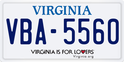 VA license plate VBA5560