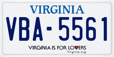 VA license plate VBA5561