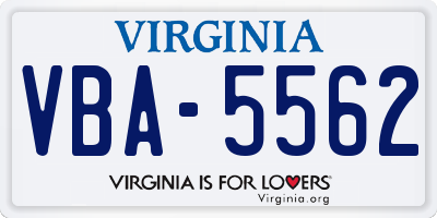 VA license plate VBA5562