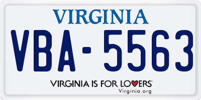 VA license plate VBA5563