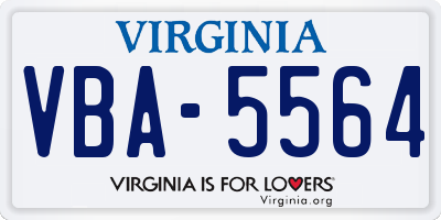VA license plate VBA5564