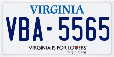VA license plate VBA5565