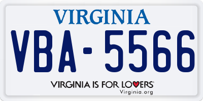 VA license plate VBA5566