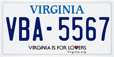 VA license plate VBA5567