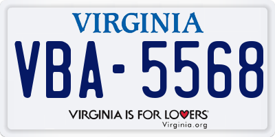 VA license plate VBA5568
