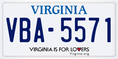 VA license plate VBA5571