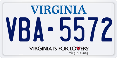 VA license plate VBA5572