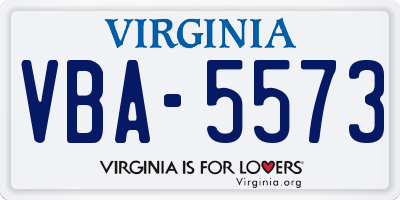 VA license plate VBA5573