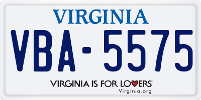 VA license plate VBA5575