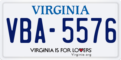 VA license plate VBA5576