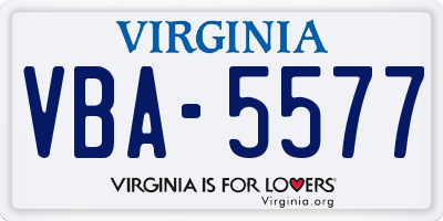 VA license plate VBA5577