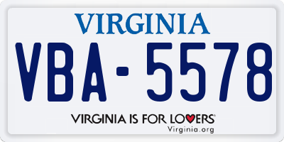 VA license plate VBA5578