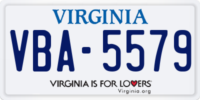 VA license plate VBA5579