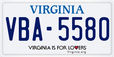 VA license plate VBA5580