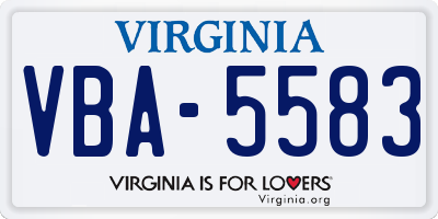 VA license plate VBA5583
