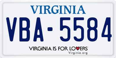 VA license plate VBA5584
