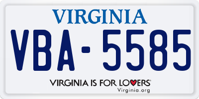 VA license plate VBA5585