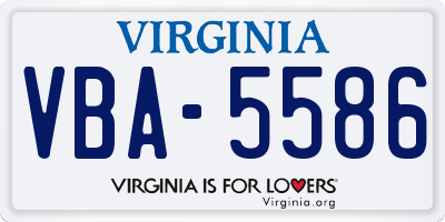 VA license plate VBA5586