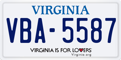 VA license plate VBA5587