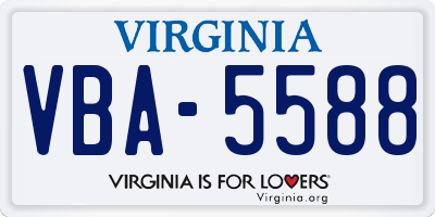 VA license plate VBA5588