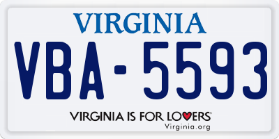 VA license plate VBA5593